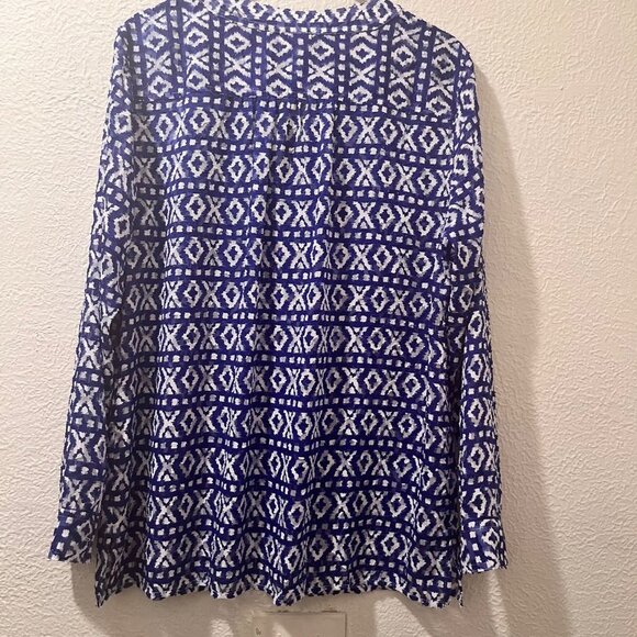 Chico's Blue Long Sleeve Tunic Women's Blouse Size 1 - Picture 2 of 6